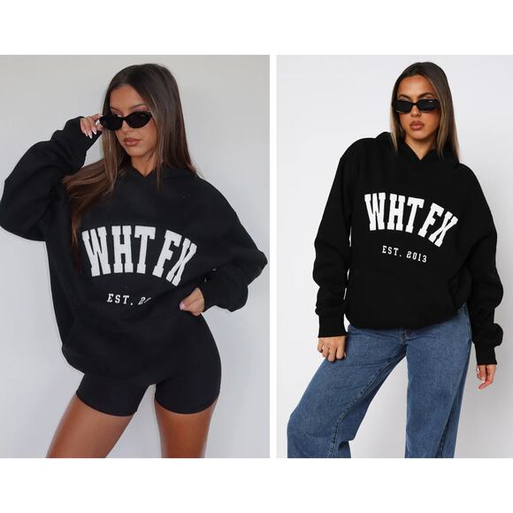 (XS/S) $70 White Fox Give It Away Oversized Hoodie Black - Picture 1 of 6
